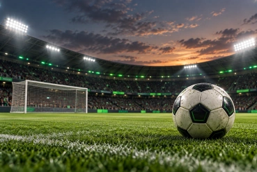 Bola diante de uma trave em um estádio brasileiro